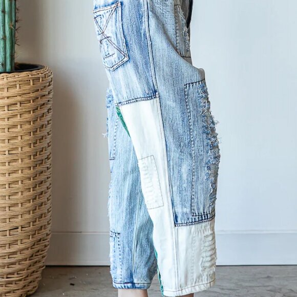 Oli & Hali Distressed Patchwork Denim Jeans - Picture 6 of 8